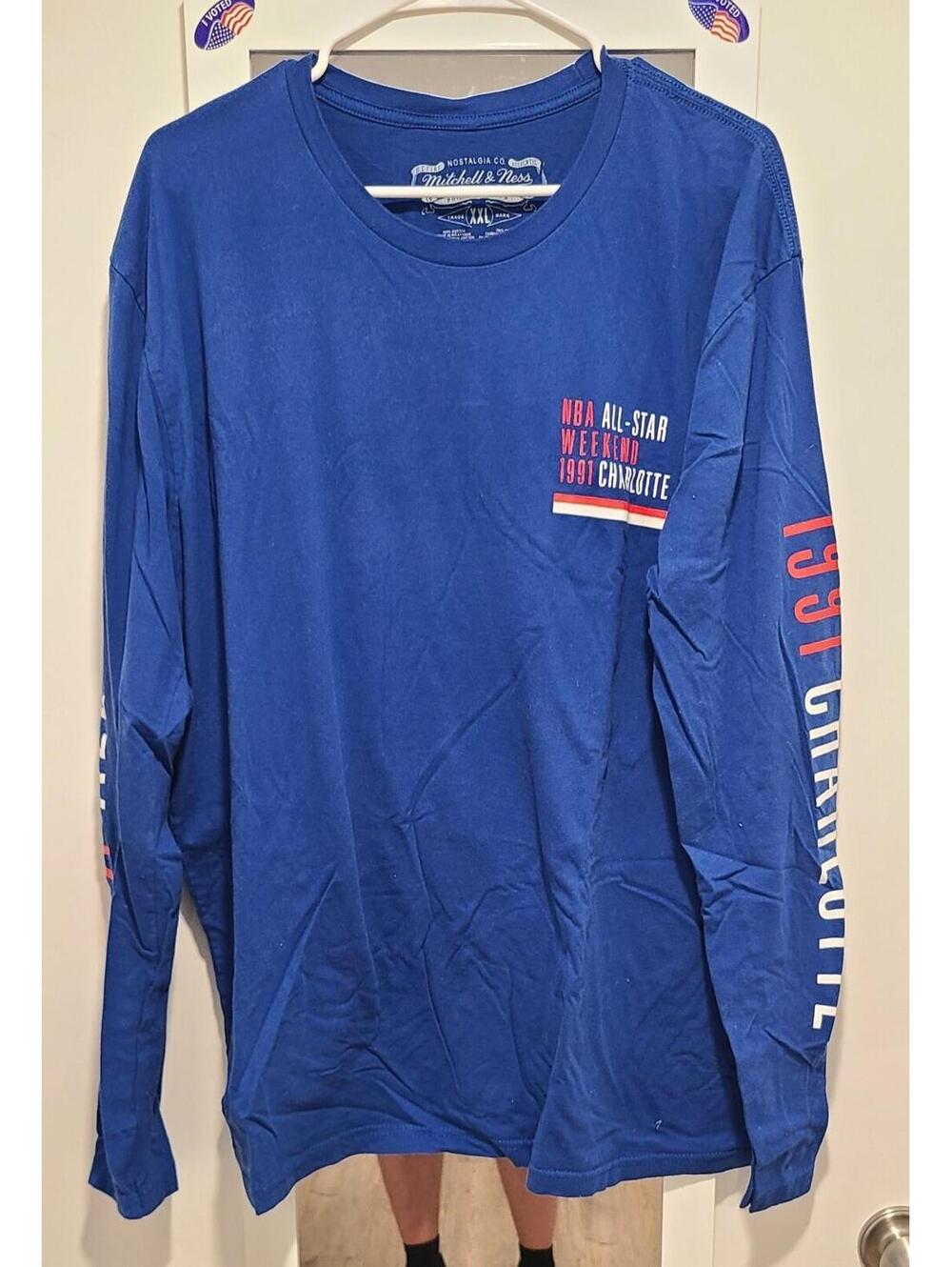 Mitchell & Ness 1991 NBA All-Star Weekend Charlotte Long Sleeve Shirt Size XXL
